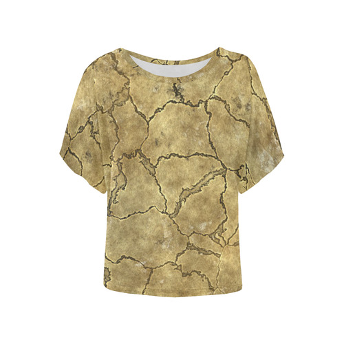 Cracked skull bone surface A by FeelGood Women's Batwing-Sleeved Blouse T shirt (Model T44)