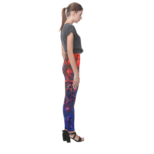 Hot Summer Nights Abstract - Blue and Deep Red Cassandra Women's Leggings (Model L01)