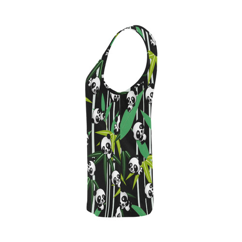 Satisfied and Happy Panda Babies on Bamboo All Over Print Tank Top for Women (Model T43)