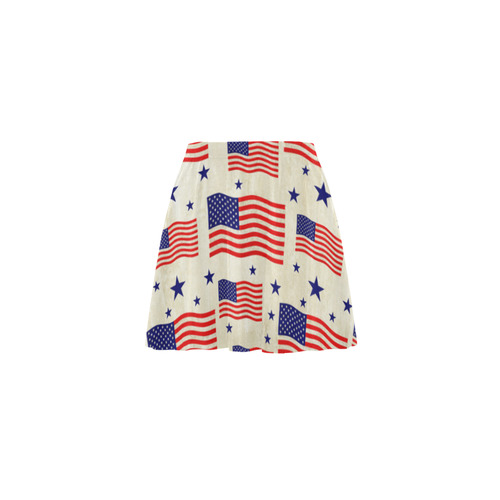 Flag Of The USA grungy style Pattern Mini Skating Skirt (Model D36)