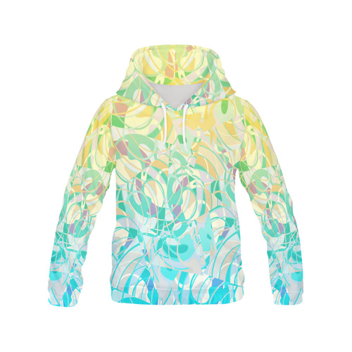 Summer Beach Days Abstract - Yellow, Blue, Teal All Over Print Hoodie for Women (USA Size) (Model H13)