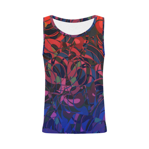 Hot Summer Nights Abstract - Blue and Deep Red All Over Print Tank Top for Women (Model T43)