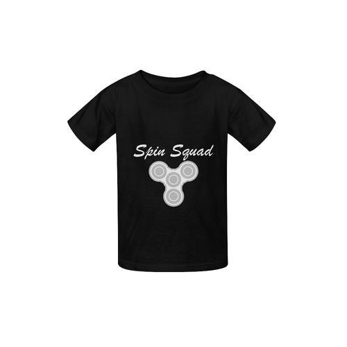 Spin Squad White on black Kid's  Classic T-shirt (Model T22)