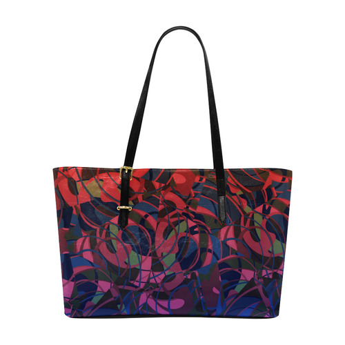 Hot Summer Nights Abstract - Blue and Deep Red Euramerican Tote Bag/Large (Model 1656)