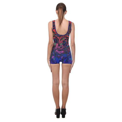 Hot Summer Nights Abstract - Blue and Deep Red Classic One Piece Swimwear (Model S03)