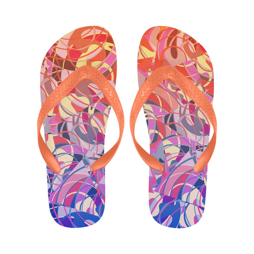 Summer Sunset Abstract - Blue,Purple,Orange ,Gold Flip Flops for Men/Women (Model 040)