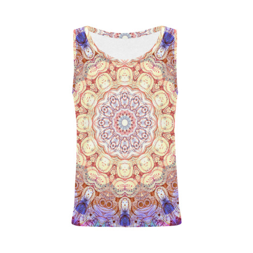 Watercolor Mandala Grunge - Magenta Blue Yellow All Over Print Tank Top for Women (Model T43)