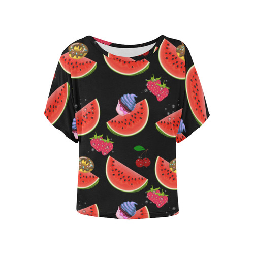 watermelon mania Women's Batwing-Sleeved Blouse T shirt (Model T44)