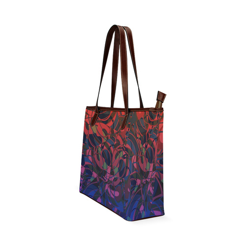 Hot Summer Nights Abstract - Blue and Deep Red Shoulder Tote Bag (Model 1646)