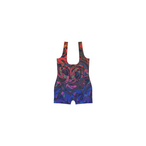 Hot Summer Nights Abstract - Blue and Deep Red Classic One Piece Swimwear (Model S03)