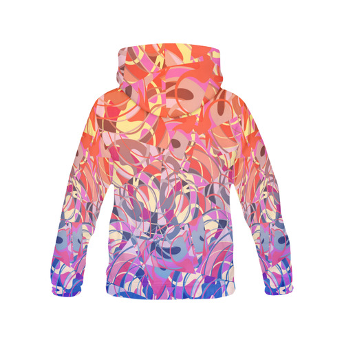 Summer Sunset Abstract - Blue, Teal, Orange ,Gold All Over Print Hoodie for Women (USA Size) (Model H13)