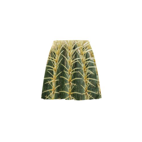 Photography Art - Cactus green yellow Mini Skating Skirt (Model D36)