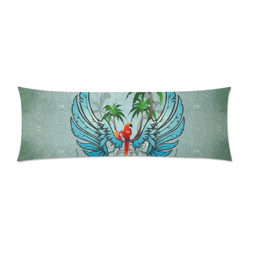 cute parrot with wings and palm Custom Zippered Pillow Case 21"x60"(Two Sides)