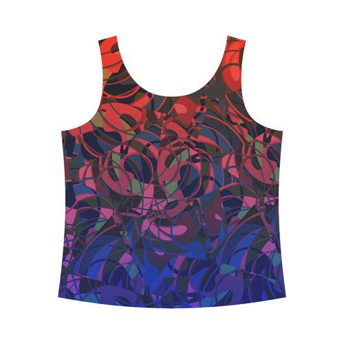 Hot Summer Nights Abstract - Blue and Deep Red All Over Print Tank Top for Women (Model T43)