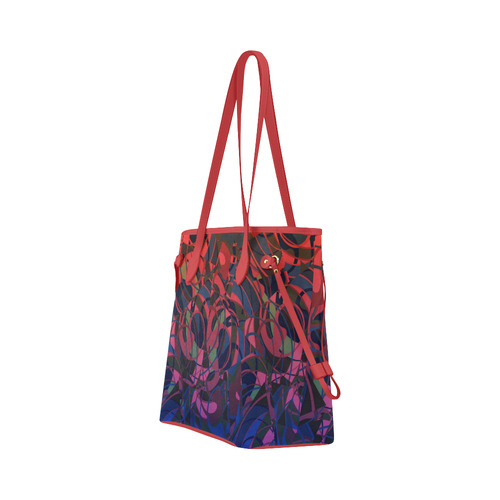Hot Summer Nights Abstract - Blue and Deep Red Clover Canvas Tote Bag (Model 1661)