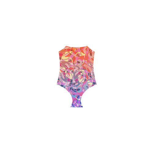 Summer Sunset Abstract - Blue,Purple,Orange ,Gold Strap Swimsuit ( Model S05)