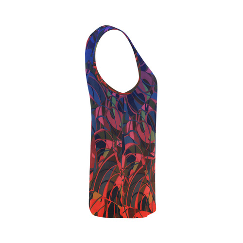 Hot and Cold Abstract - Blue and Deep Red All Over Print Tank Top for Women (Model T43)