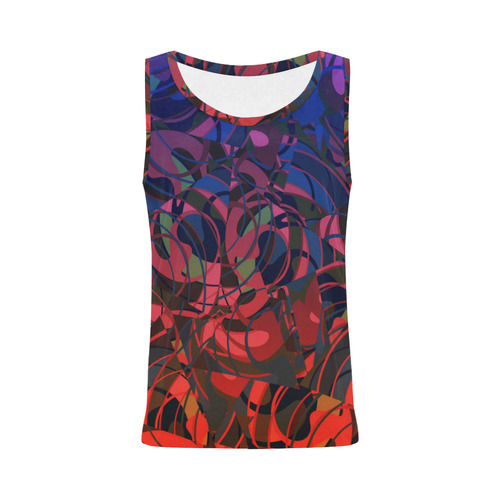 Hot and Cold Abstract - Blue and Deep Red All Over Print Tank Top for Women (Model T43)