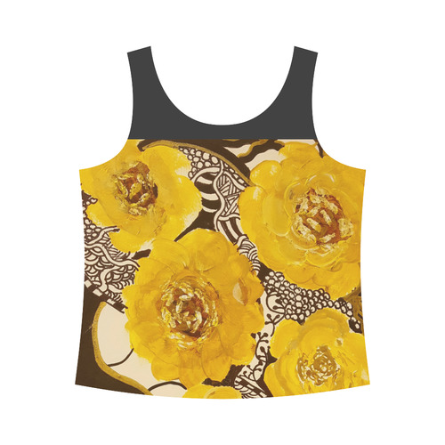 Yellow Rose Zentangle Tank top All Over Print Tank Top for Women (Model T43)