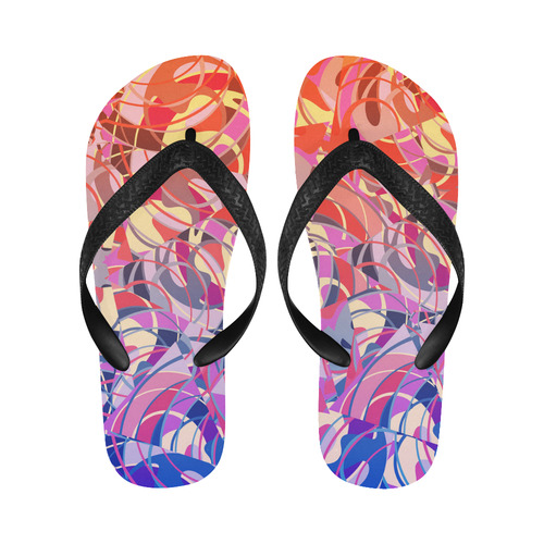 Summer Sunset Abstract - Blue,Purple,Orange ,Gold Flip Flops for Men/Women (Model 040)