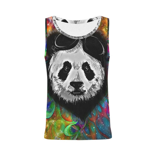 Psychedelic Flower Power Galaxy PANDA Painting All Over Print Tank Top for Women (Model T43)