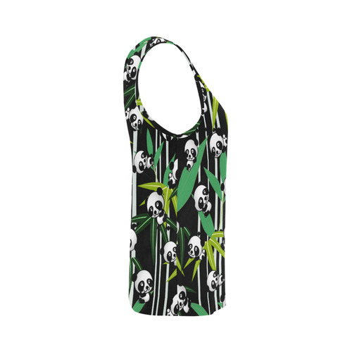 Satisfied and Happy Panda Babies on Bamboo All Over Print Tank Top for Women (Model T43)