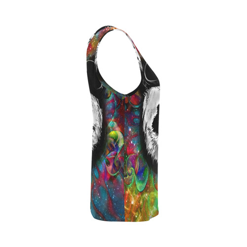 Psychedelic Flower Power Galaxy PANDA Painting All Over Print Tank Top for Women (Model T43)