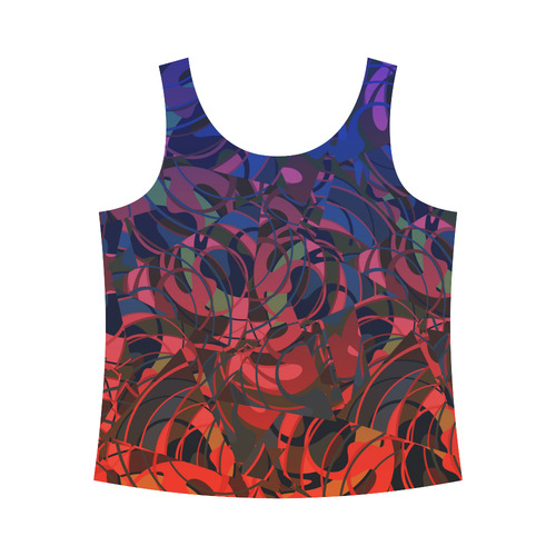 Hot and Cold Abstract - Blue and Deep Red All Over Print Tank Top for Women (Model T43)