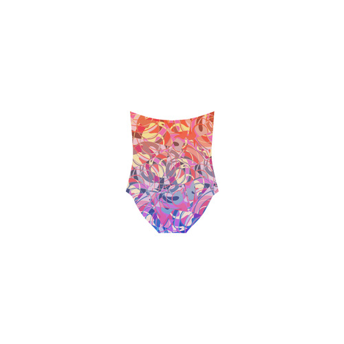 Summer Sunset Abstract - Blue,Purple,Orange ,Gold Strap Swimsuit ( Model S05)