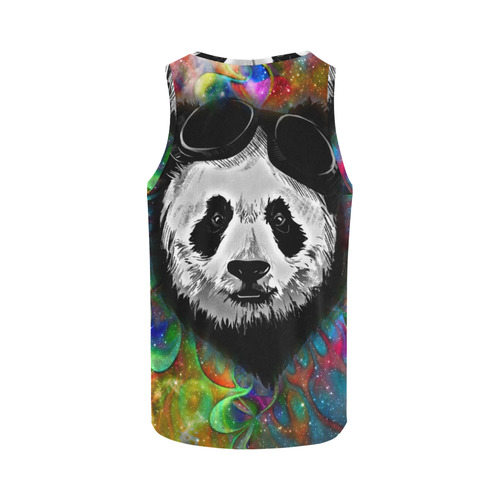 Psychedelic Flower Power Galaxy PANDA Painting All Over Print Tank Top for Women (Model T43)