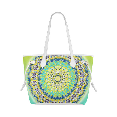 Power Mandala - Blue Green Yellow Lilac Clover Canvas Tote Bag (Model 1661)