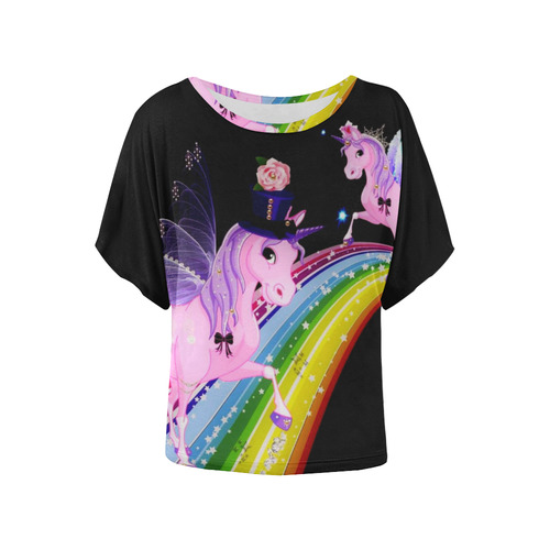 mythical royal unicorn Women's Batwing-Sleeved Blouse T shirt (Model T44)