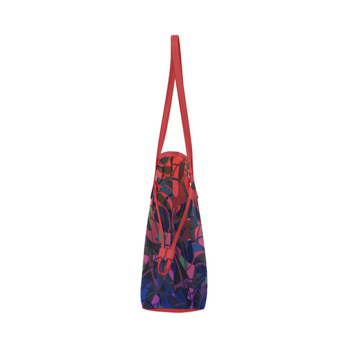 Hot Summer Nights Abstract - Blue and Deep Red Clover Canvas Tote Bag (Model 1661)
