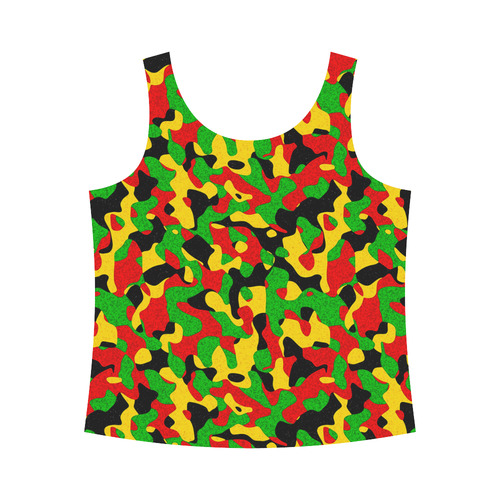 Rastafari Camouflage Pattern Green Yellow red Blac All Over Print Tank Top for Women (Model T43)