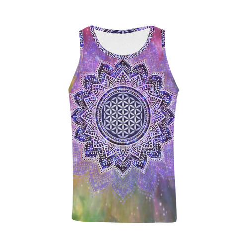 Flower Of Life Lotus Of India Galaxy Colored All Over Print Tank Top for Men (Model T43)