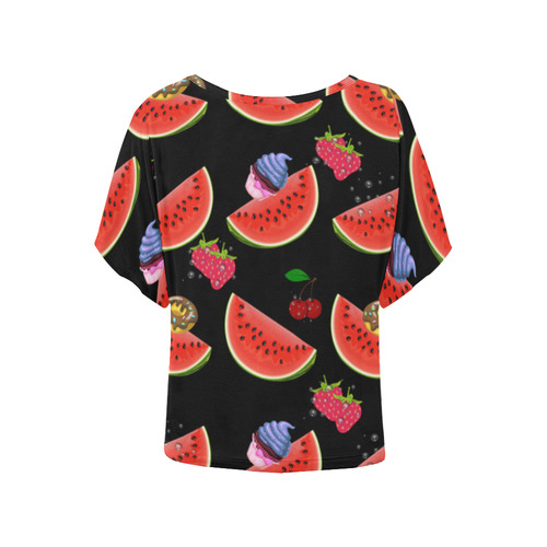 watermelon mania Women's Batwing-Sleeved Blouse T shirt (Model T44)