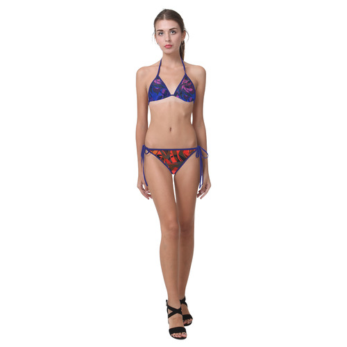 Hot Summer Nights Abstract - Blue and Deep Red Custom Bikini Swimsuit (Model S01)