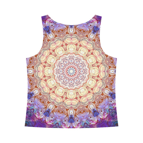 Watercolor Mandala Grunge - Magenta Blue Yellow All Over Print Tank Top for Women (Model T43)