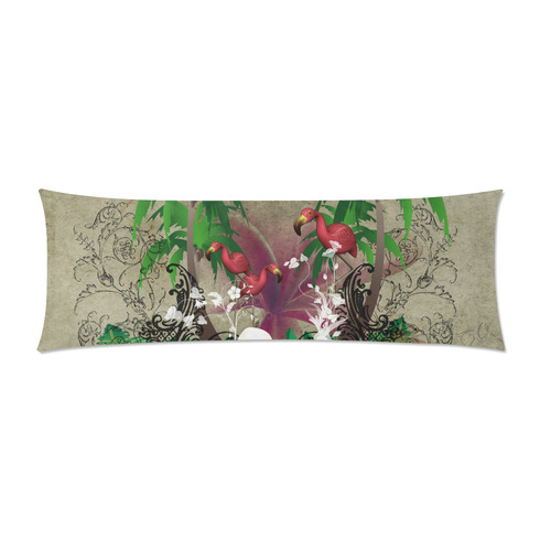 Wonderful tropical design with flamingos Custom Zippered Pillow Case 21"x60"(Two Sides)