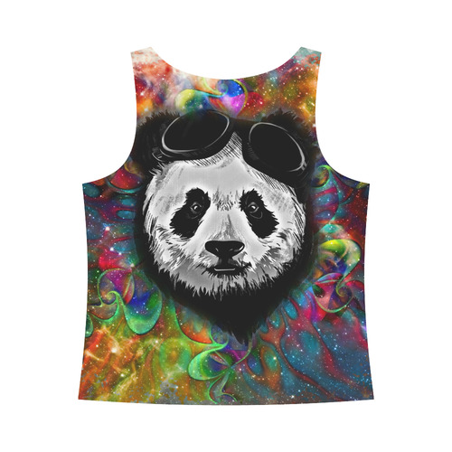 Psychedelic Flower Power Galaxy PANDA Painting All Over Print Tank Top for Women (Model T43)