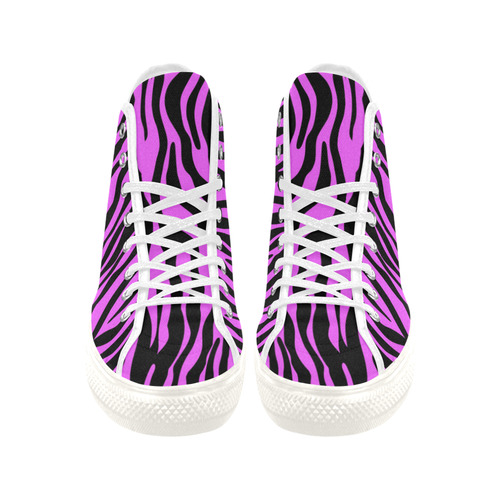 Zebra Stripes Pattern - Trend Colors Black Pink Vancouver H Women's Canvas Shoes (1013-1)