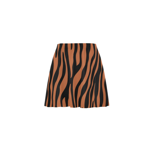 Zebra Stripes Pattern - Black Clear Mini Skating Skirt (Model D36)
