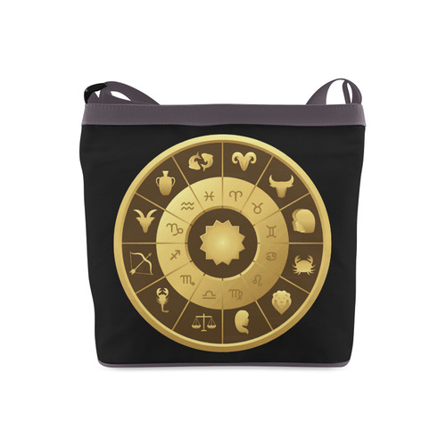 Black Gold Zodiac Astrology Circle Crossbody Bags (Model 1613)