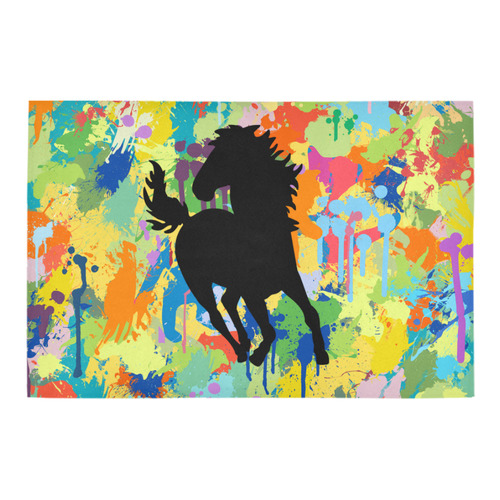 Horse Shape Template Colorful Splash Azalea Doormat 24" x 16" (Sponge Material)