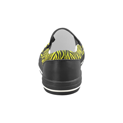 Zebra Stripes Pattern - Black Clear Women's Slip-on Canvas Shoes/Large Size (Model 019)