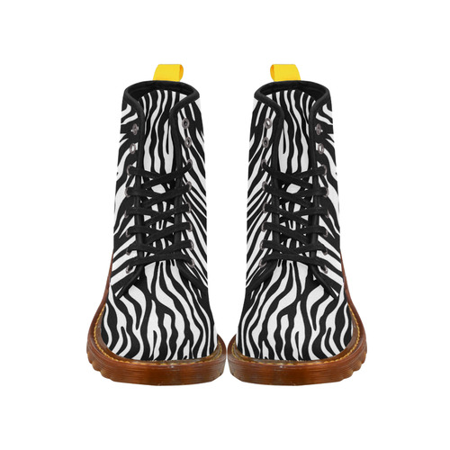 Zebra Stripes Pattern - Traditional Colors Black W Martin Boots For Women Model 1203H