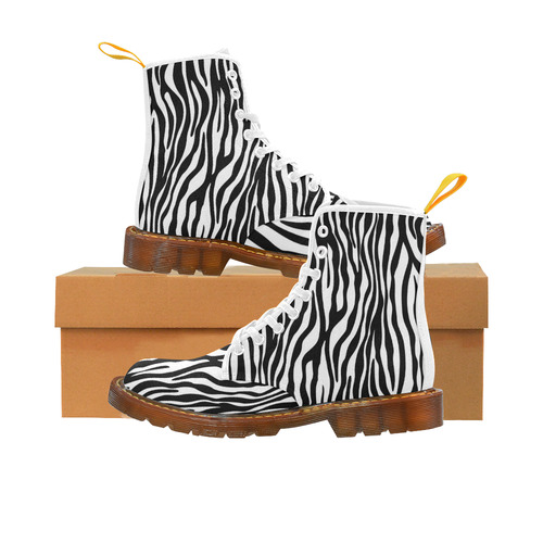 Zebra Stripes Pattern - Traditional Colors Black W Martin Boots For Men Model 1203H