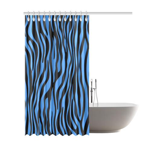 Zebra Stripes Pattern - Black Clear Shower Curtain 69"x84"