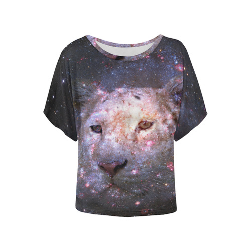 Tiger and Galaxy Women's Batwing-Sleeved Blouse T shirt (Model T44)