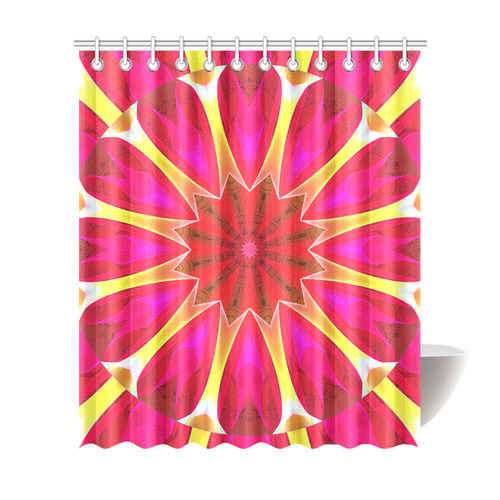 Cherry Daffodil Abstract Modern Pink Flowers Zen Shower Curtain 72"x84"